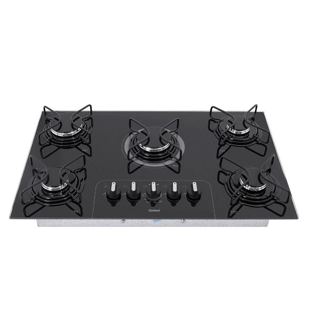 Cooktop 5 Bocas Consul CD075 Preto A Gás Glp Facilite CD075AE