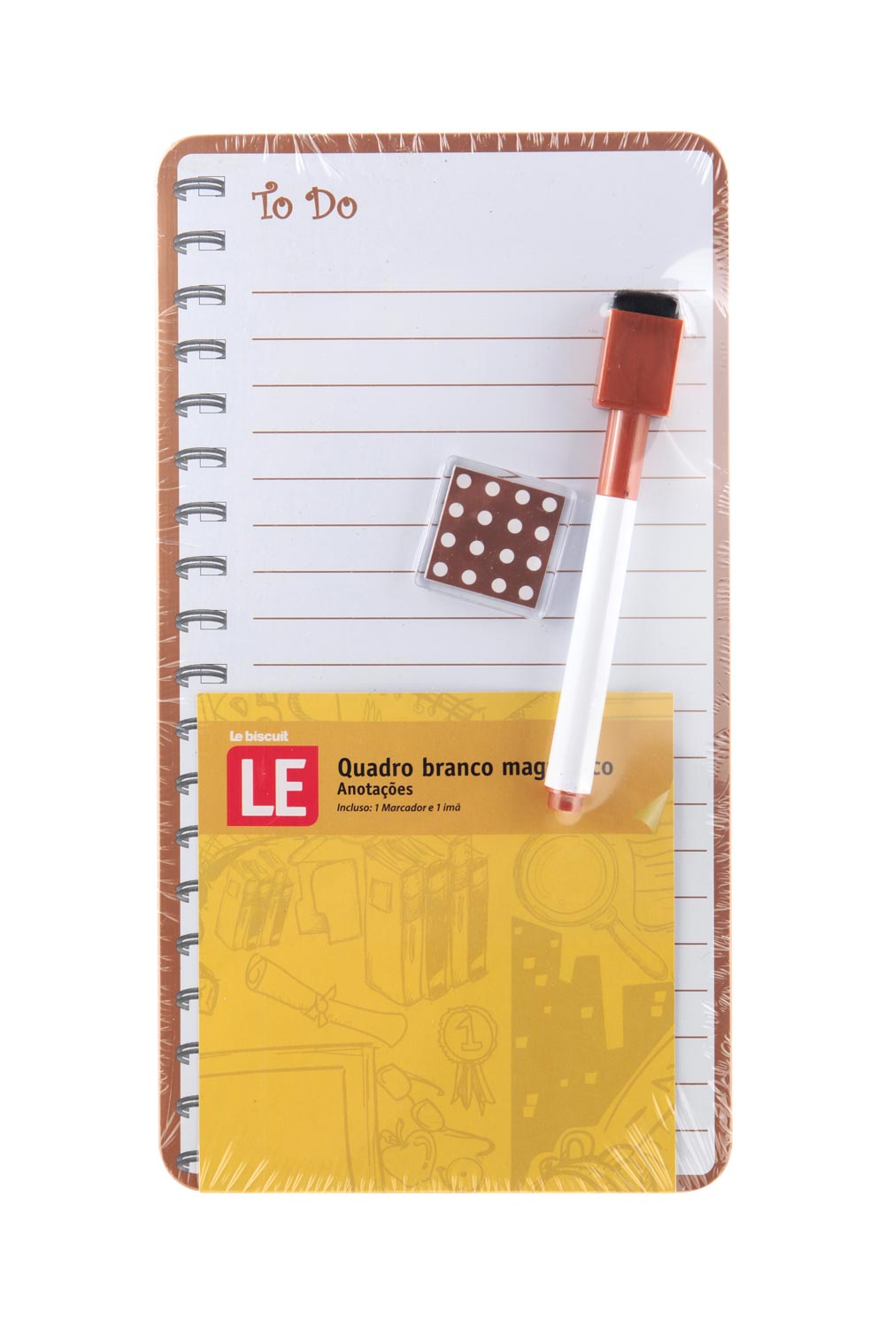 Quadro Magnético Branco Le Anotações com 2 Ímãs e Marcador 14x25,5cm - Item Sortido