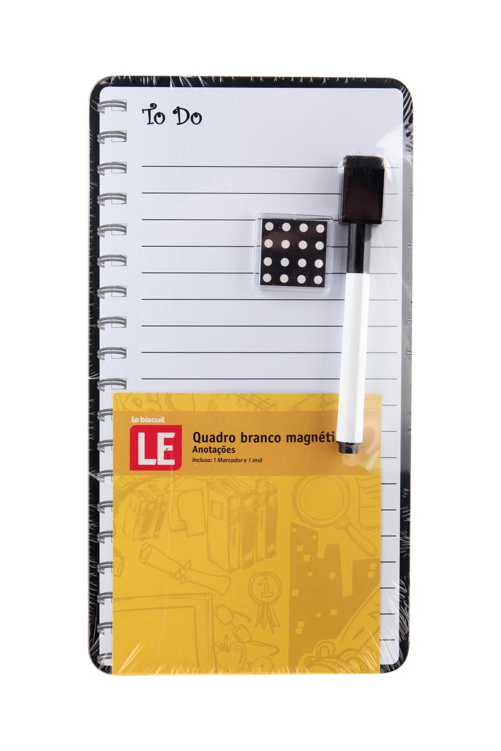 Quadro Magnético Branco Le Anotações com 2 Ímãs e Marcador 14x25,5cm - Item Sortido