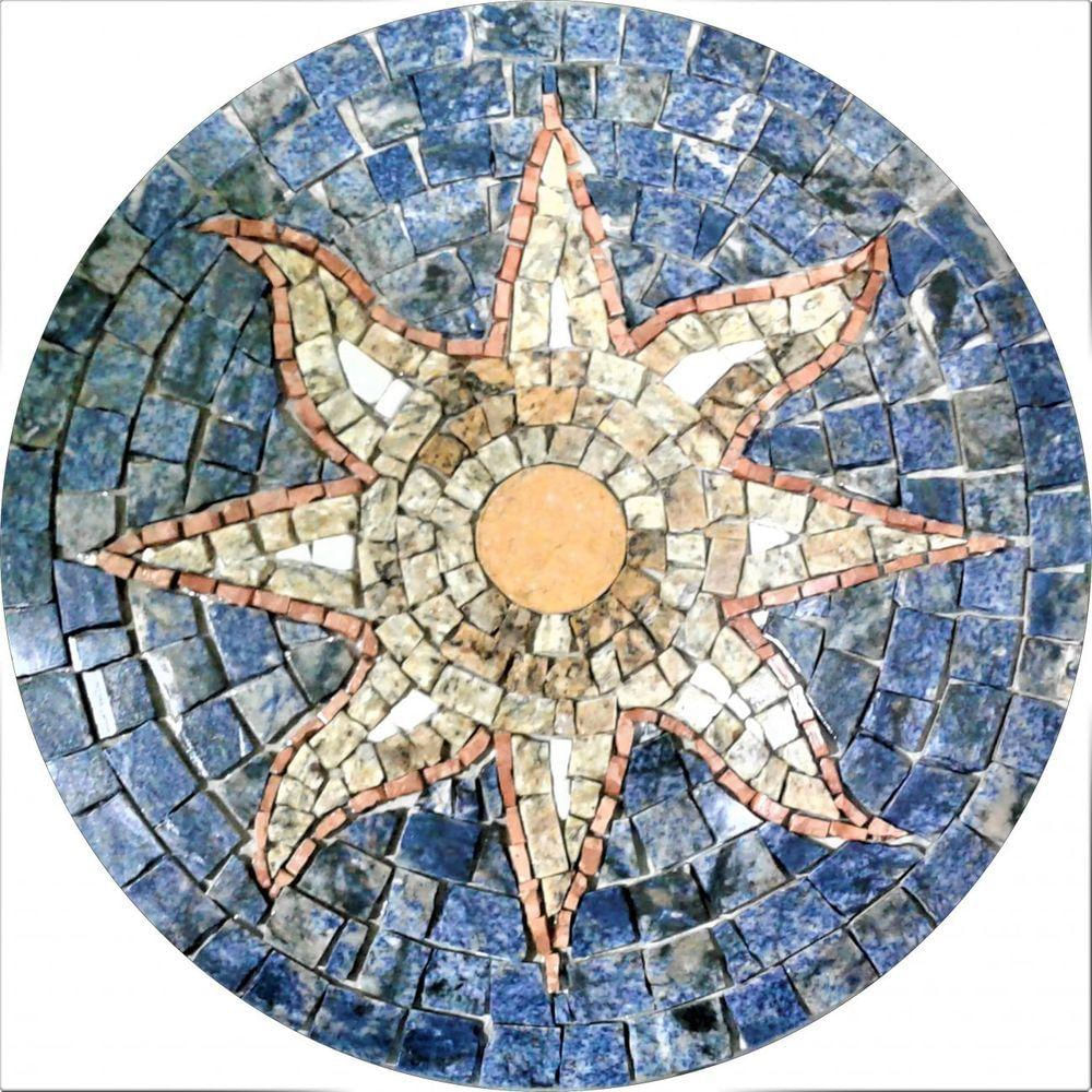 Rosone Mosaico Contemporâneo Sol Em Mosaico I Tamanho 90cm