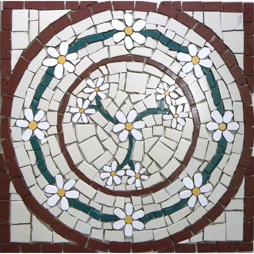 Mandala Mosaico Floral Venezia Cerâmico Quadrado Tamanho 130cm