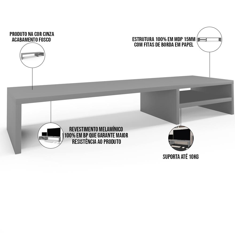 Suporte Para Monitor Stand Home Office Lap 90 cm L03 Cinza - Lyam