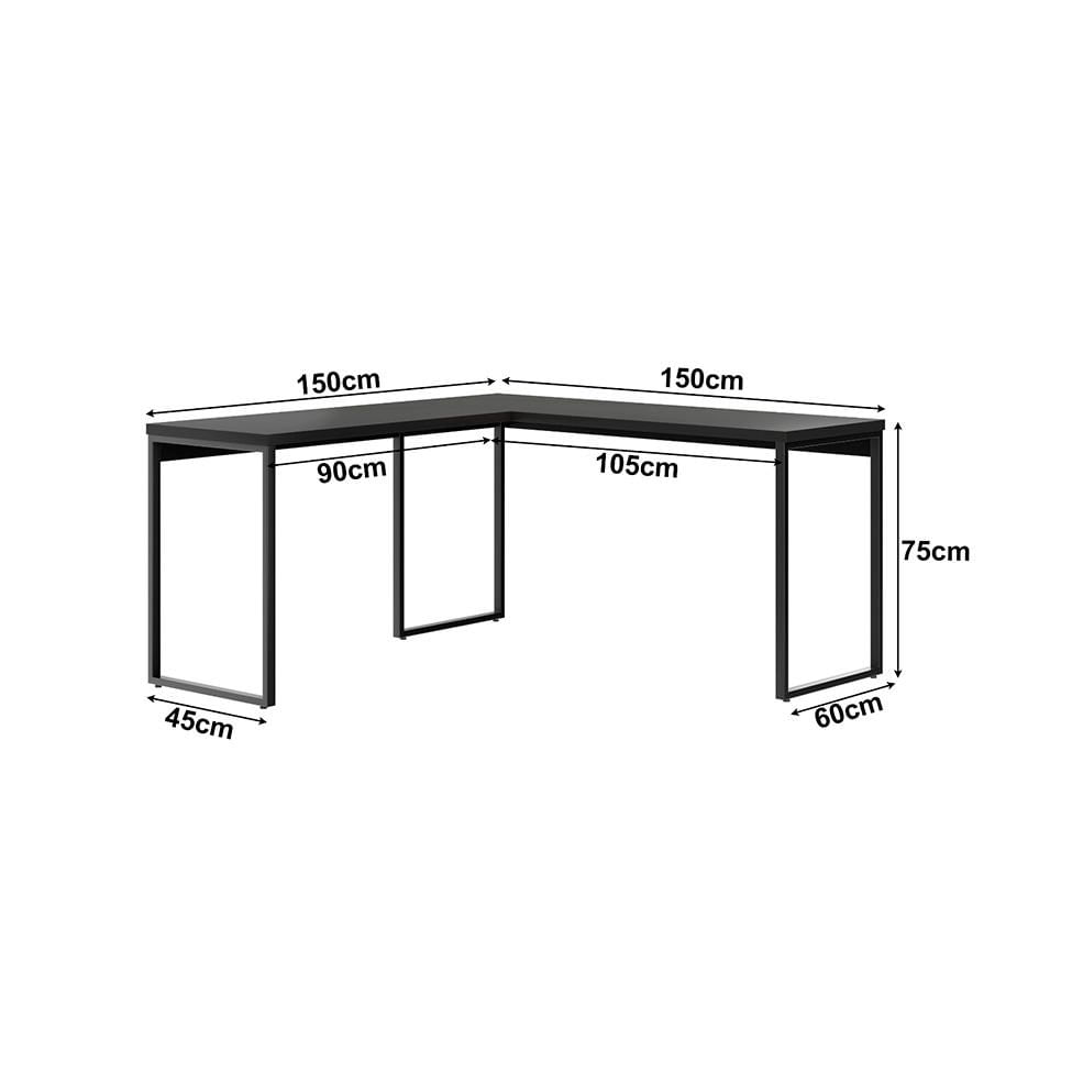 Mesa de Escritório em L Sevilha Preta