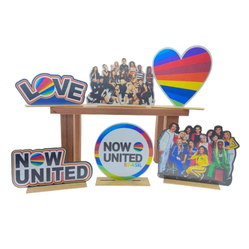 Kit Display De Mesa 6 Peças Para Festa Now United Mdf