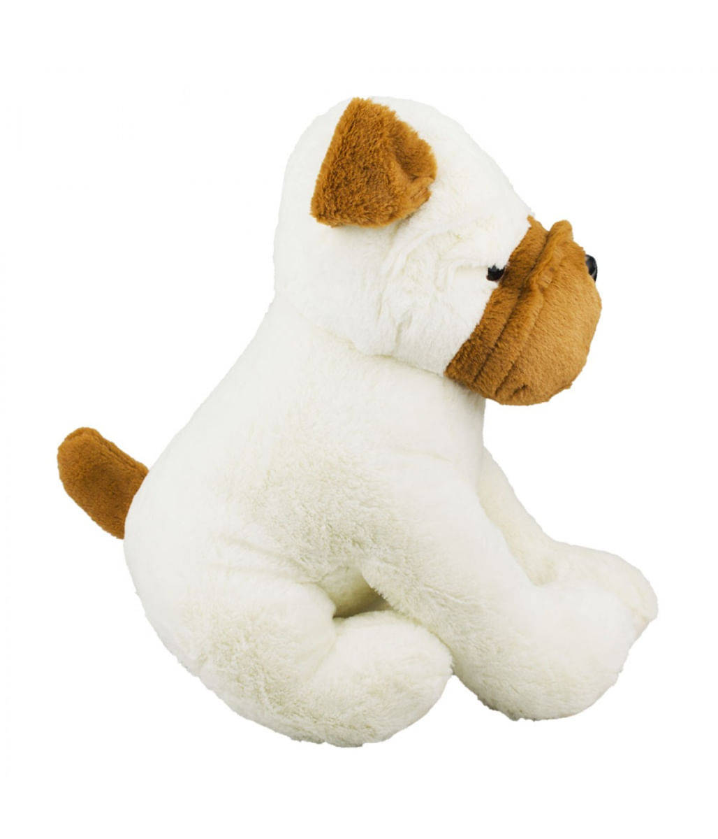 Cachorro Branco Sentado 22cm - Pelúcia - Tudo em Caixa