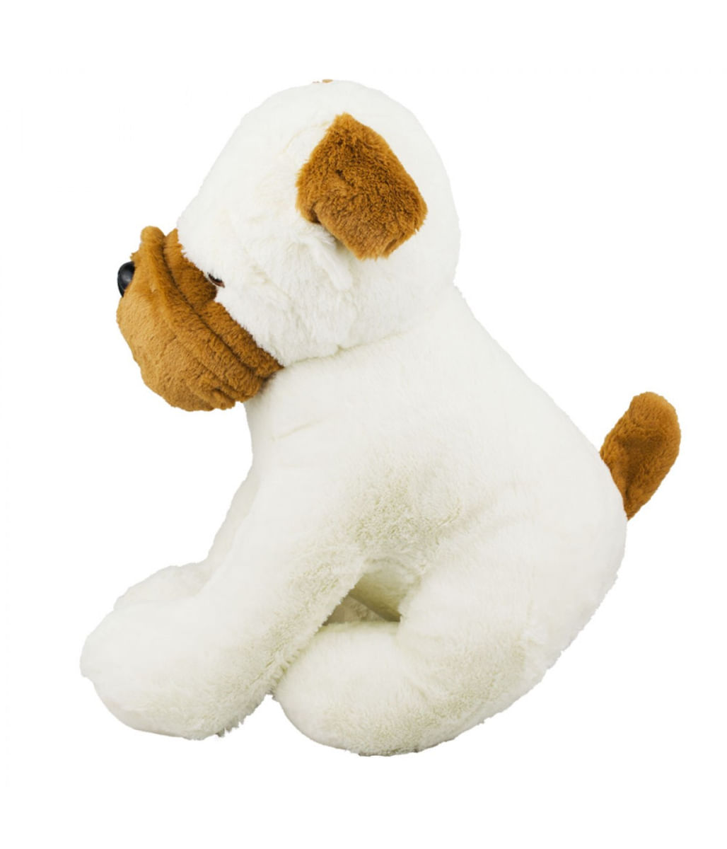 Cachorro Branco Sentado 22cm - Pelúcia - Tudo em Caixa