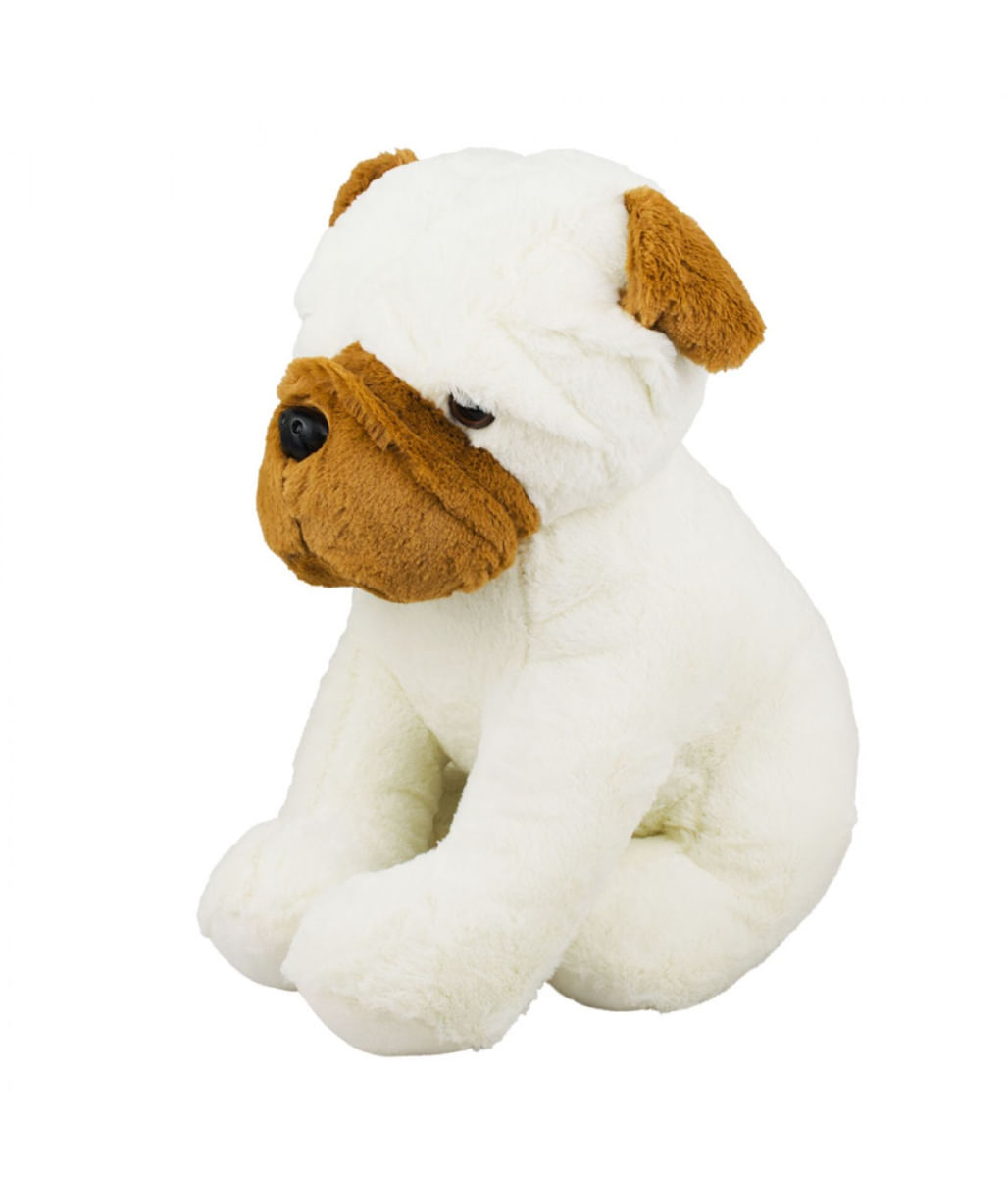 Cachorro Branco Sentado 22cm - Pelúcia - Tudo em Caixa