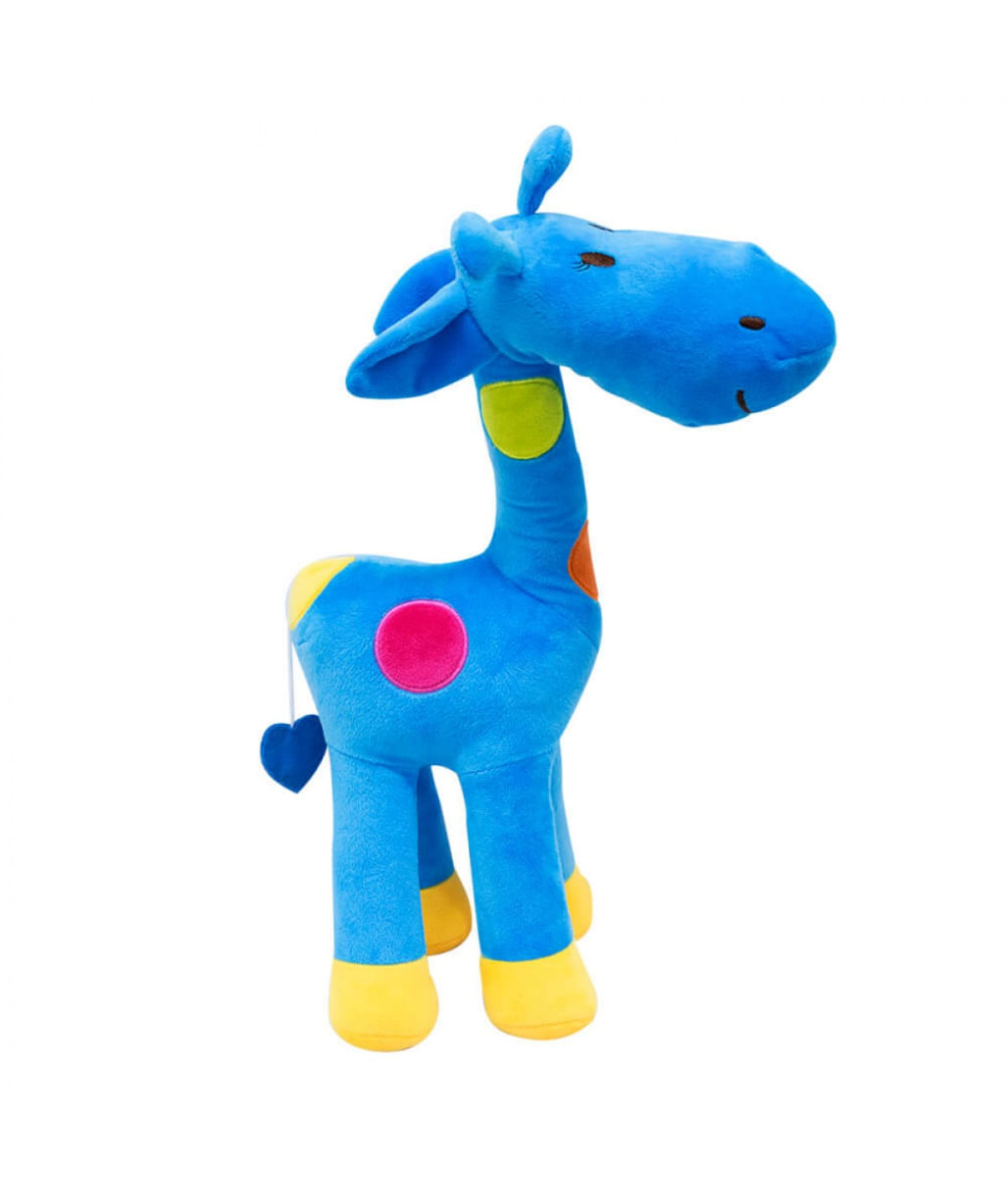 Girafa Azul Com Pintas Coloridas 45cm - Pelúcia - Tudo em Caixa