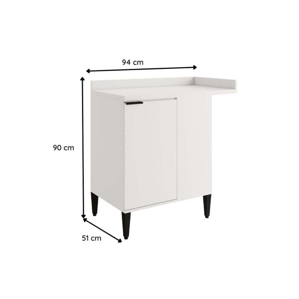 Balcão De Cozinha Alpha 2508 Canto Reto C- 1 Porta C- Tampo 94cm Freijo-off White - Carraro