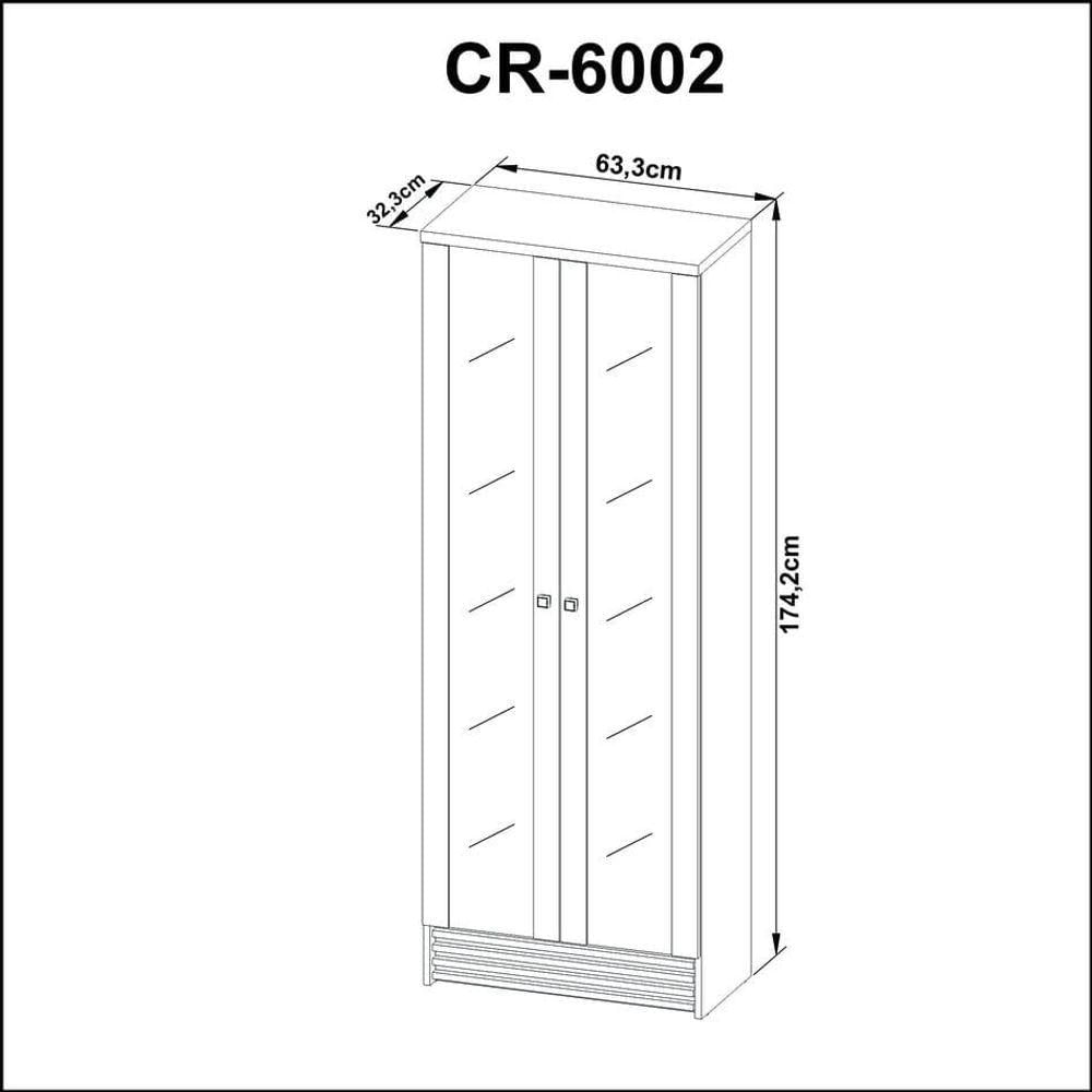 Cristaleira Natural Com 2 Portas Em Vidro