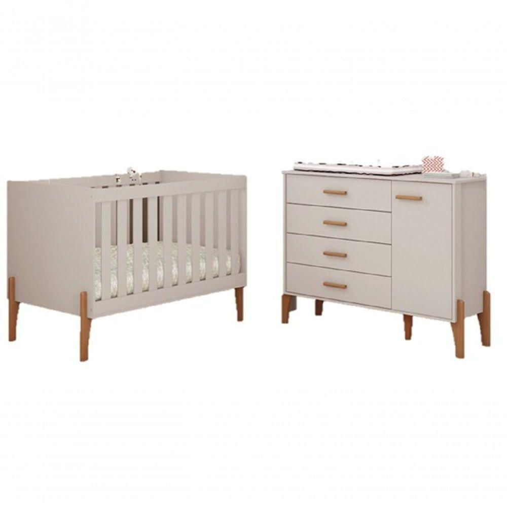 Quarto Infantil Comoda Berço Mini Cama Iris Moveis Estrela Off White