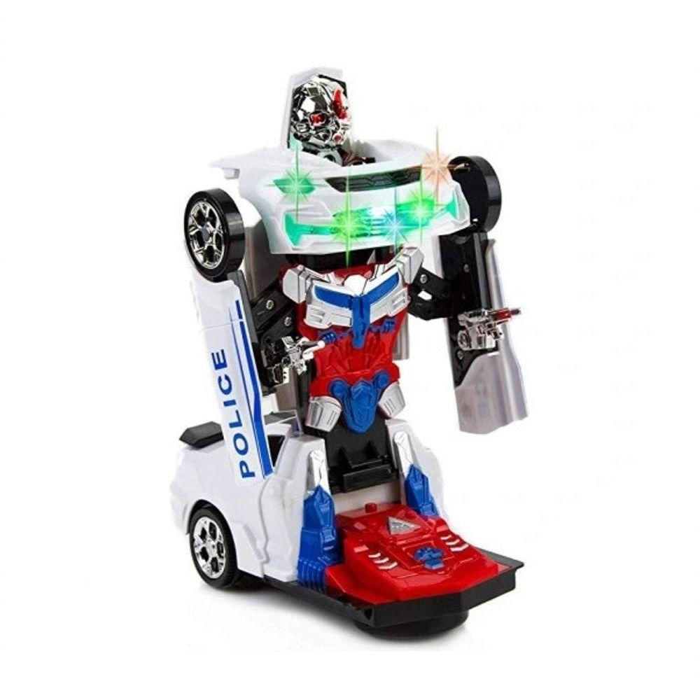 Carrinho Transformers Vira Robô Brinquedo Musical Som E Luz Cor Polícia