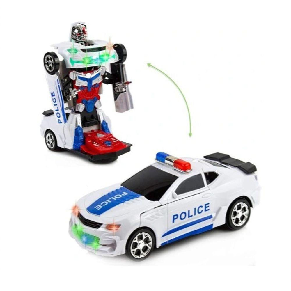 Carrinho Transformers Vira Robô Brinquedo Musical Som E Luz Cor Polícia