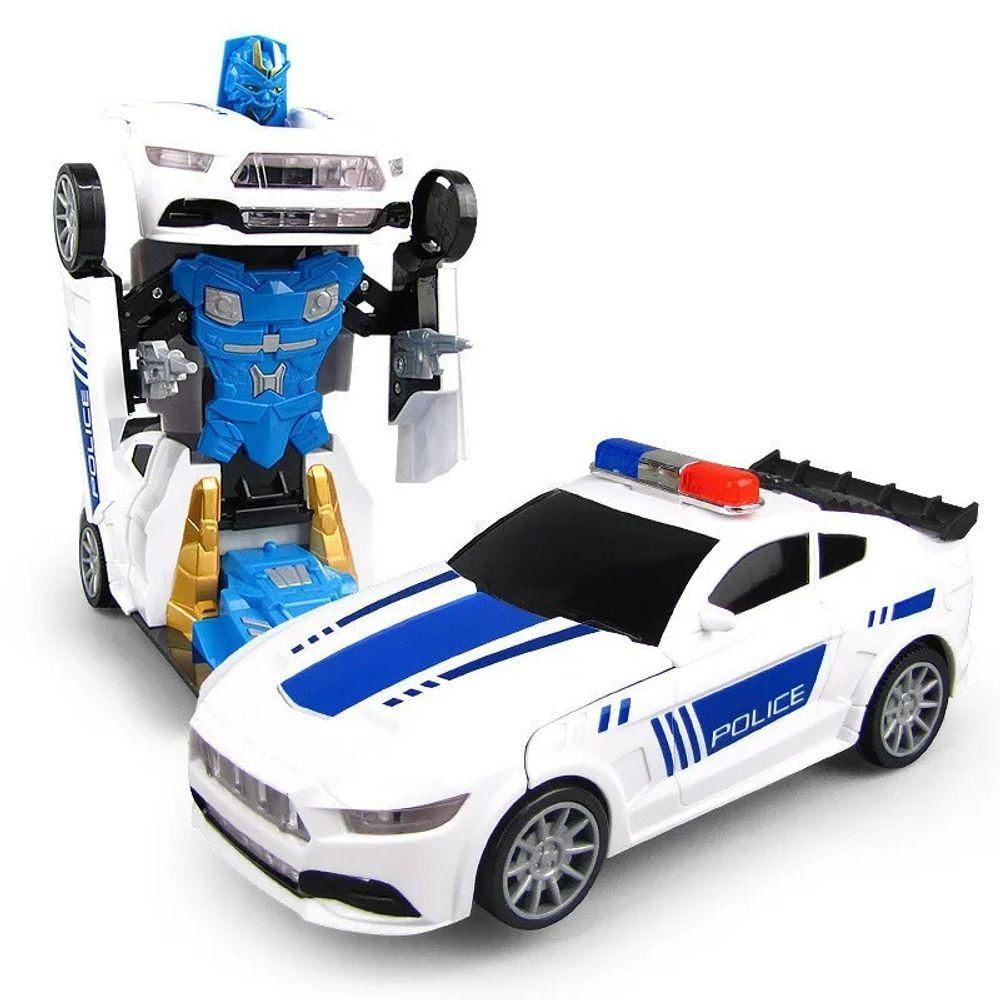 Carrinho Transformers Vira Robô Brinquedo Musical Som E Luz Cor Polícia