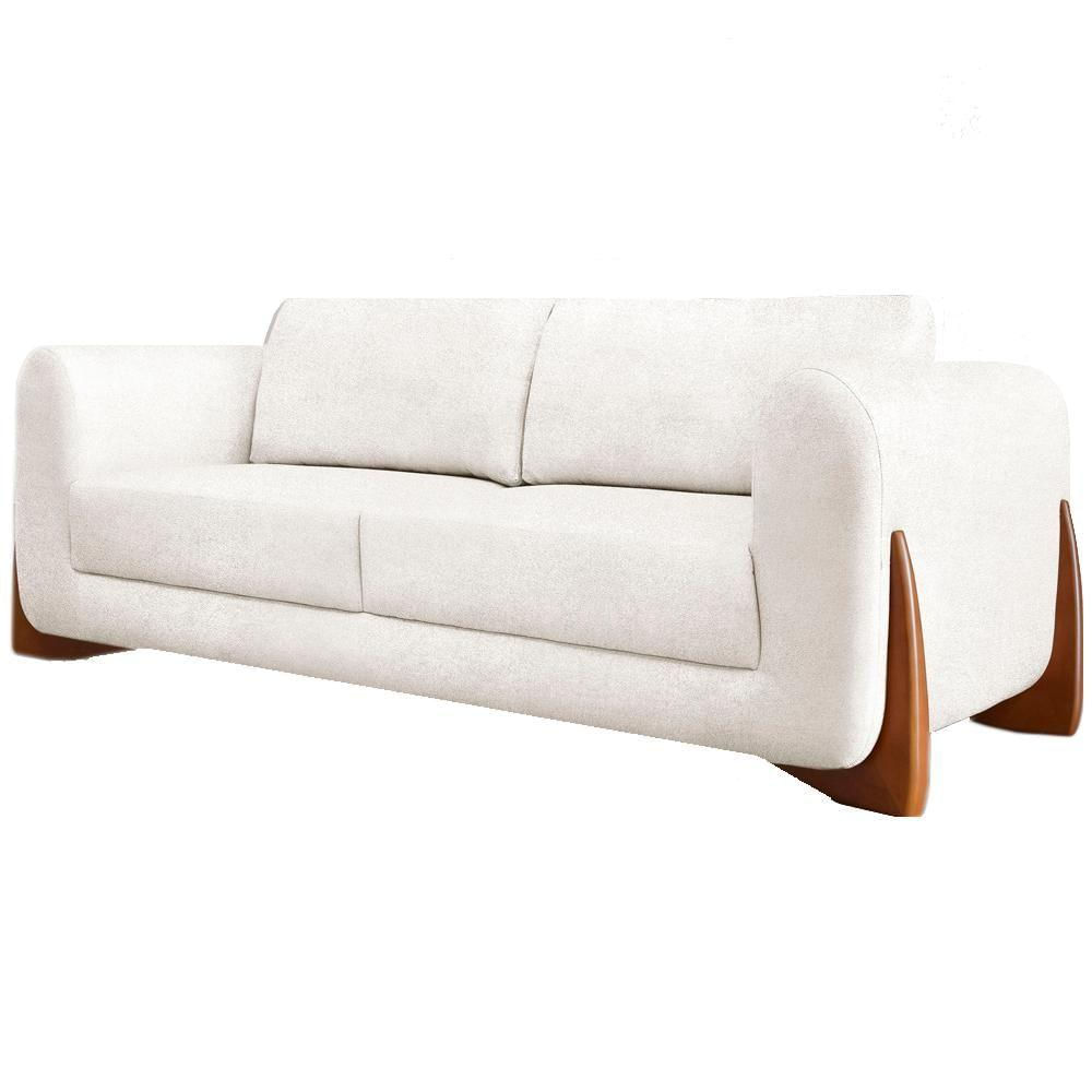 Sofa Jolie 3 Lugares 230cm Pes Boomerang Linho Boucle 3300 Ezz 3300