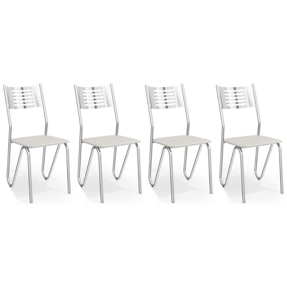 Cadeira Sala De Jantar Nápoles 2c045 Kit 4 Un Cromada-branco 106 - Kappesberg