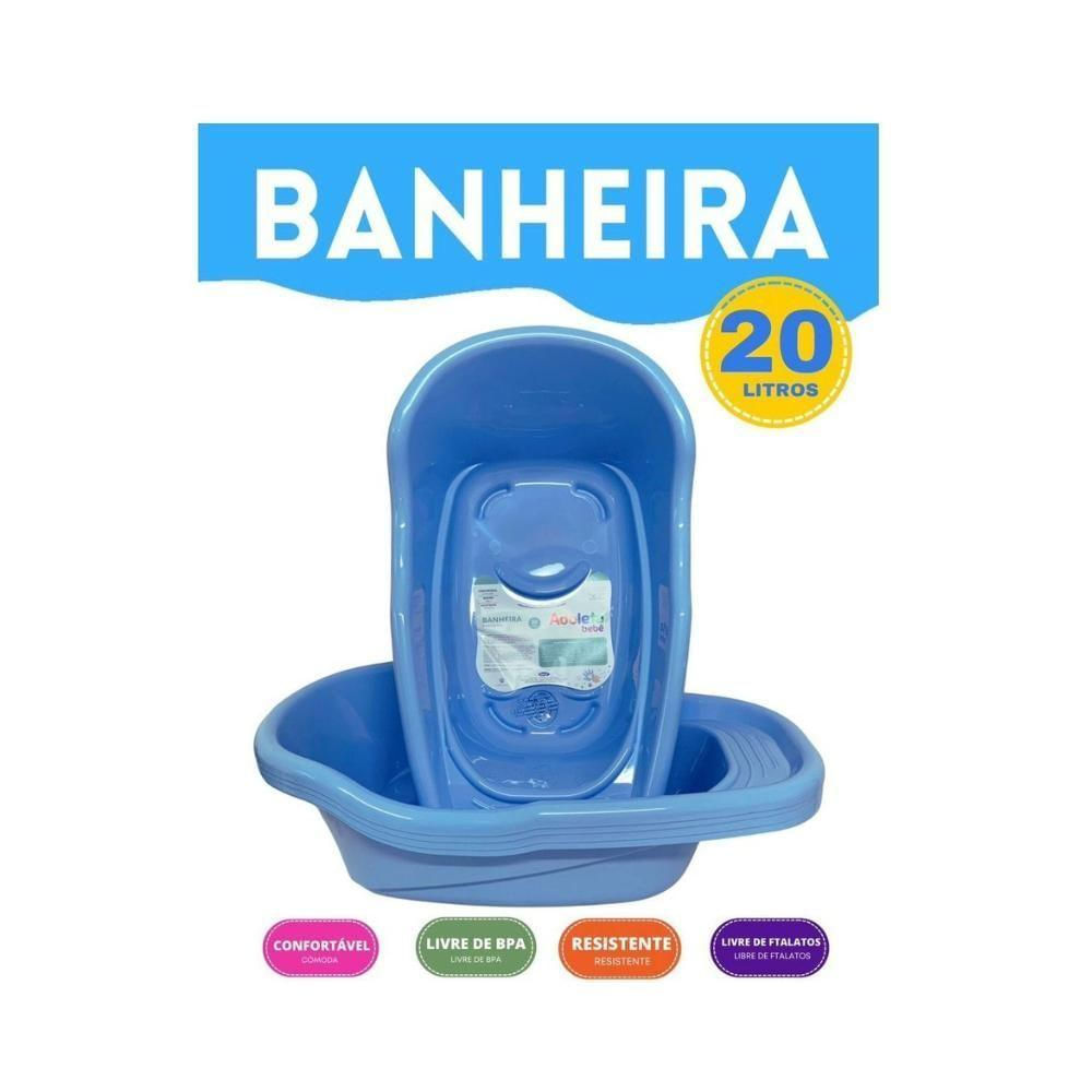 Banheira Para Bebê Plástica Cajovil Adoleta Azul 20 Litros Azul Bebe