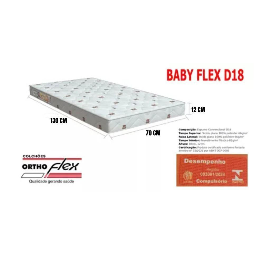 Colchão De Berço Americano Orthoflex Baby Flex D18 70x130x12 Branco Com Estampas