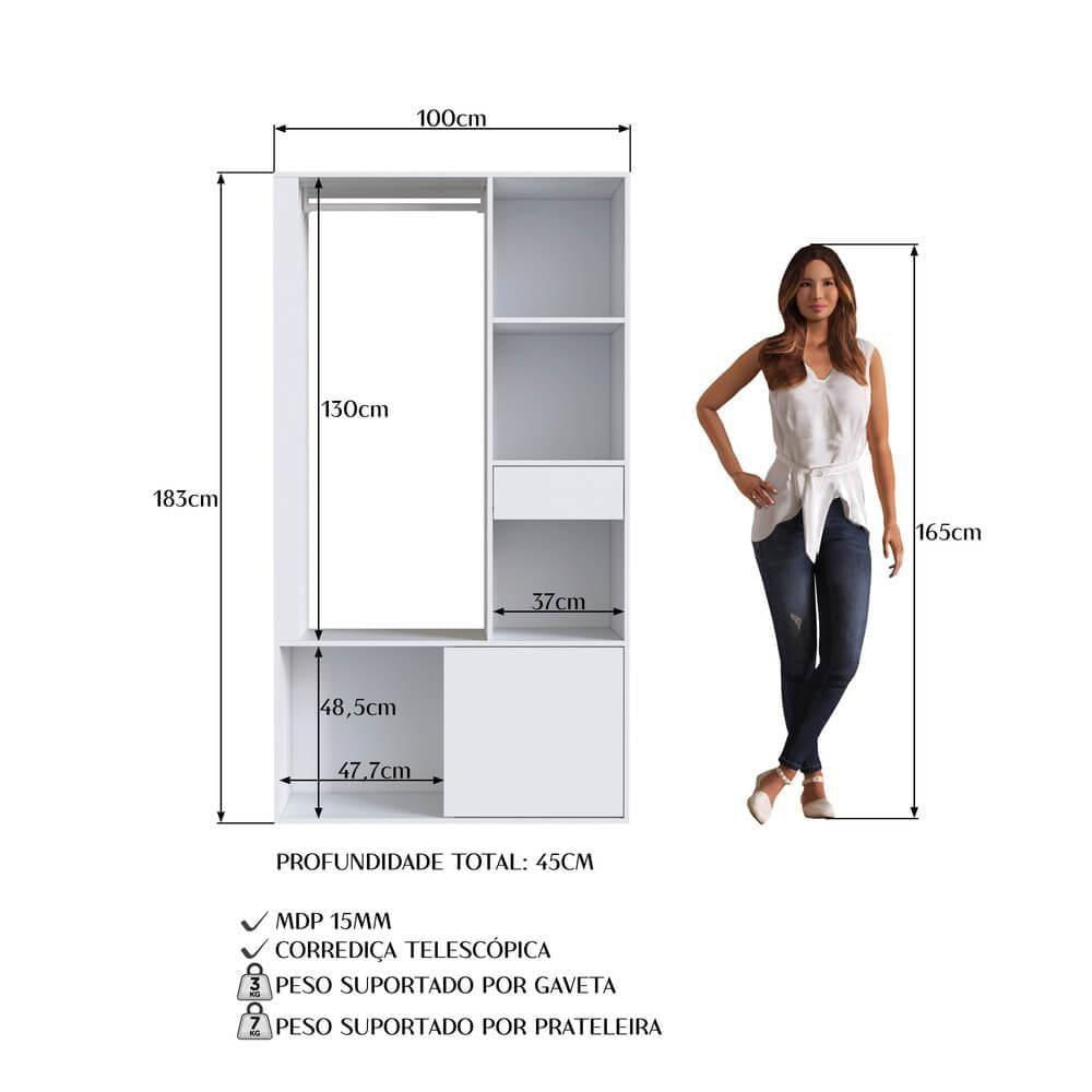 Guarda Roupa Closet 183x100cm Branco Proddy