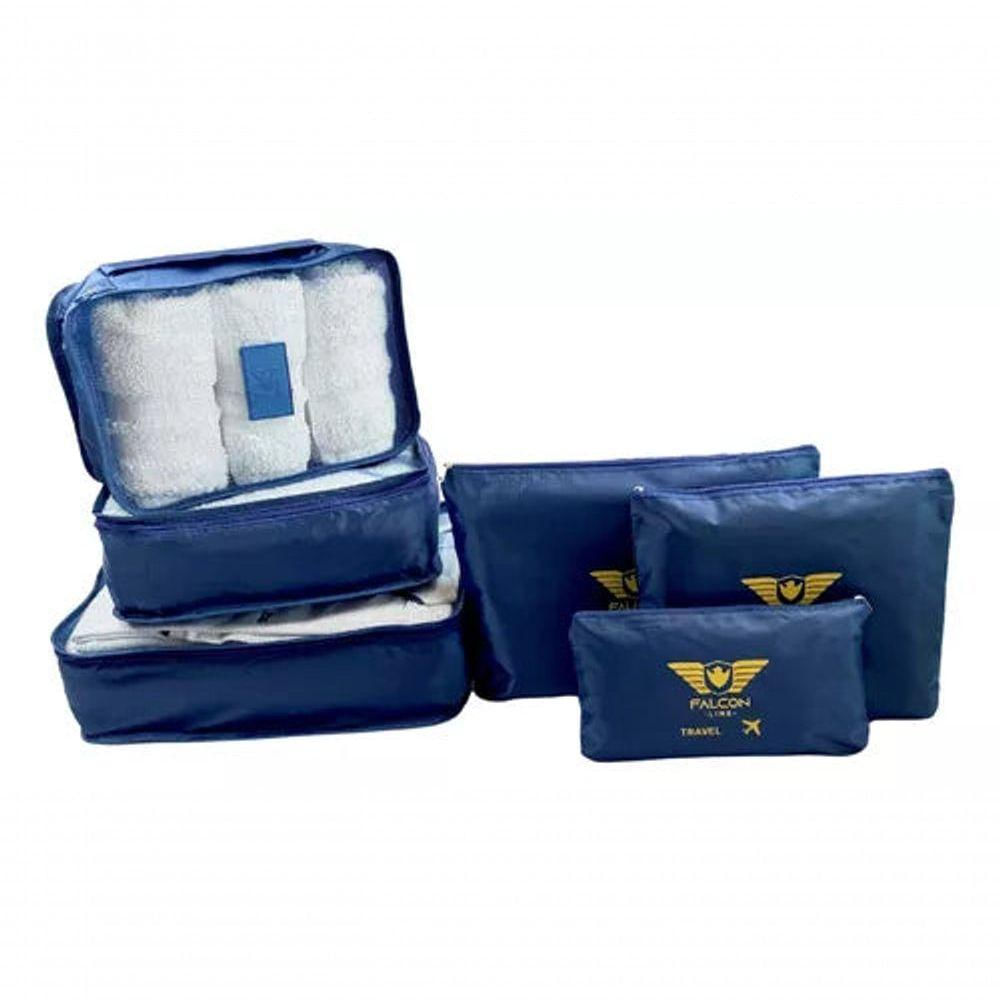 Organizador De Mala Bolsa Kit 6 Pecas Azul Marinho