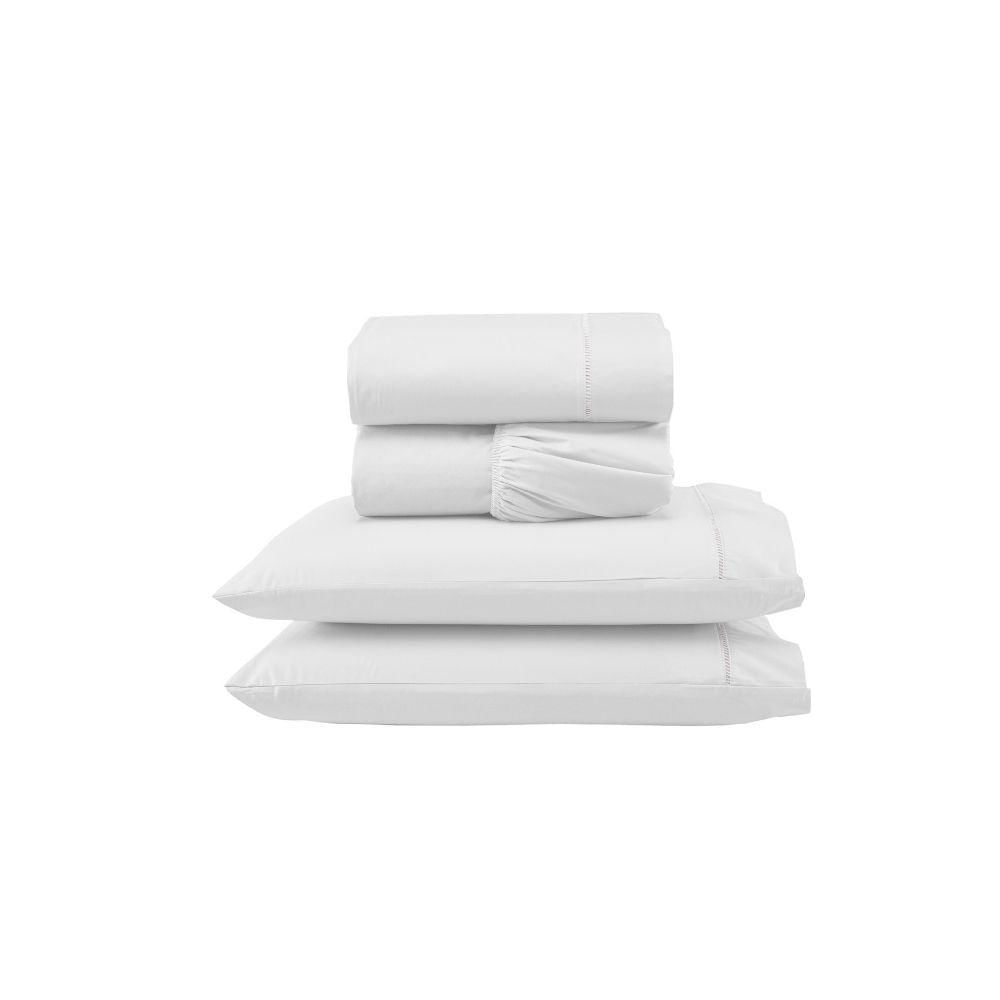 Jogo De Lençol Versátil Ponto Palito Completo 4 Peças Casal Micropercal Branco