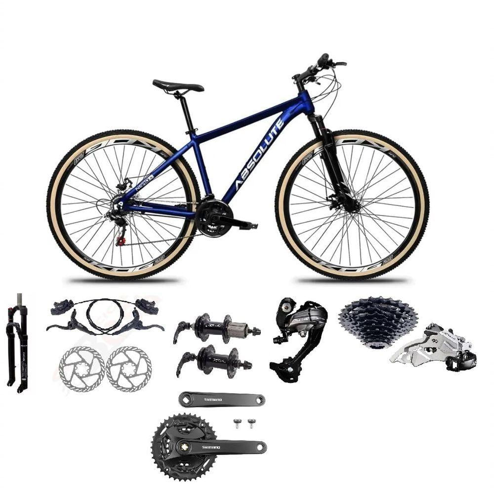 Bicicleta Aro 29 Absolute Nero 5 Câmbios 27v Shimano Altus Freios Hidráulicos Pneu Com Faixa - Azul Tam.19