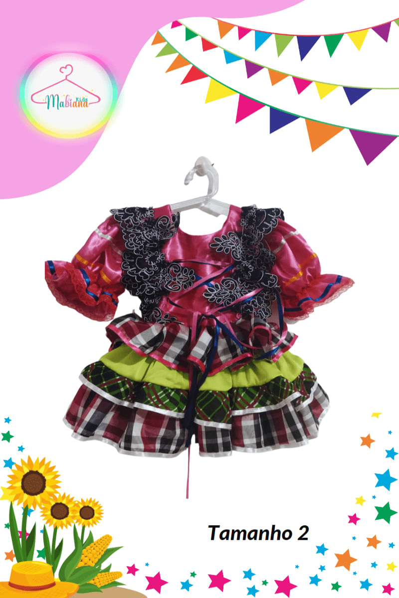 Vestido Junino infantil colorido (Tam. 2)