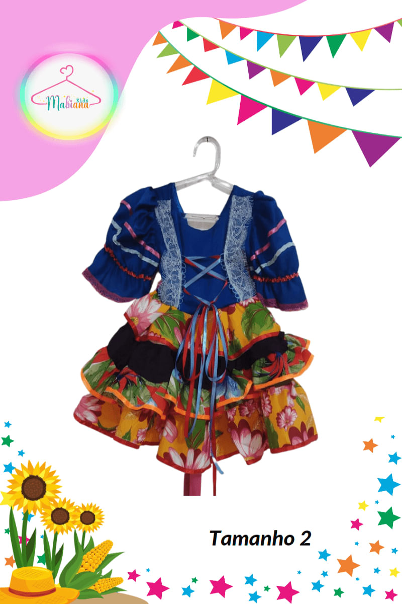 Vestido Junino infantil colorido (Tam. 2)