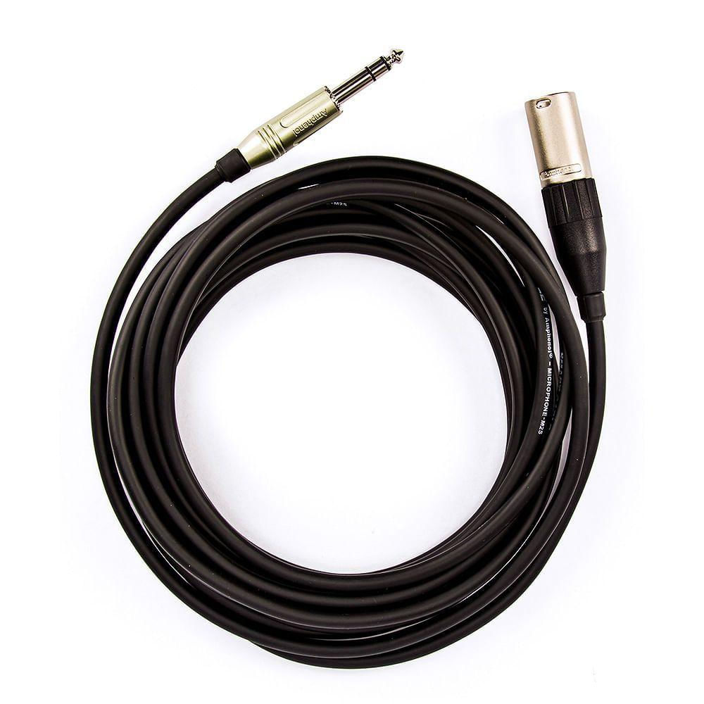 Cabo De Microfone P10 Estereo Para Xlr Macho, Amphenol - 20 Metros