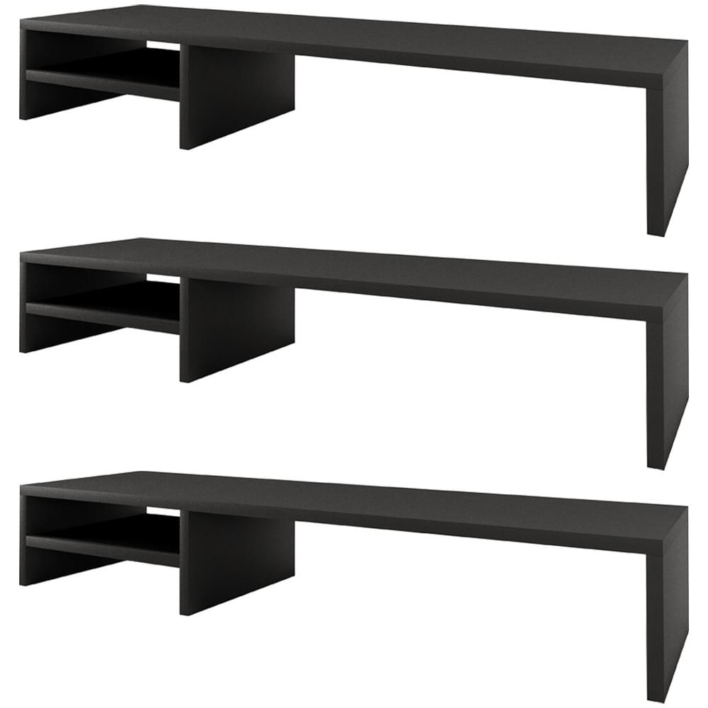 Kit 03 Suportes Para Monitor Stand Home Office Lap 90 cm L03 Preto - Lyam