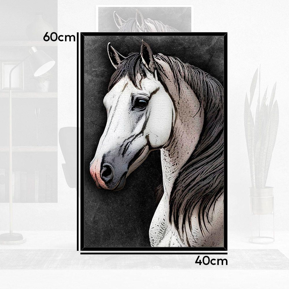 Quadro Decorativo Cavalo Sala Moldura Madeira Cx Alta 40x60