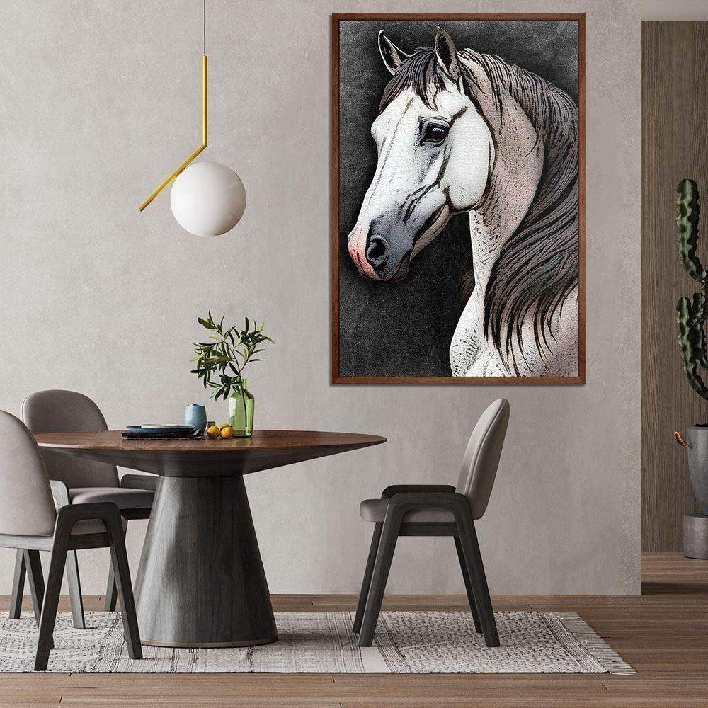 Quadro Decorativo Cavalo Sala Moldura Madeira Cx Alta 40x60