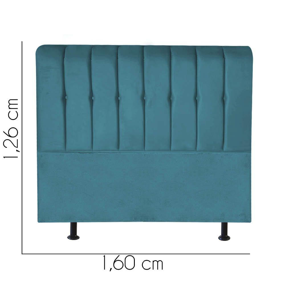 Cabeceira Estofada Kiara 160cm Queen Size Box Quarto Suede Azul Turquesa - Gat Magazine