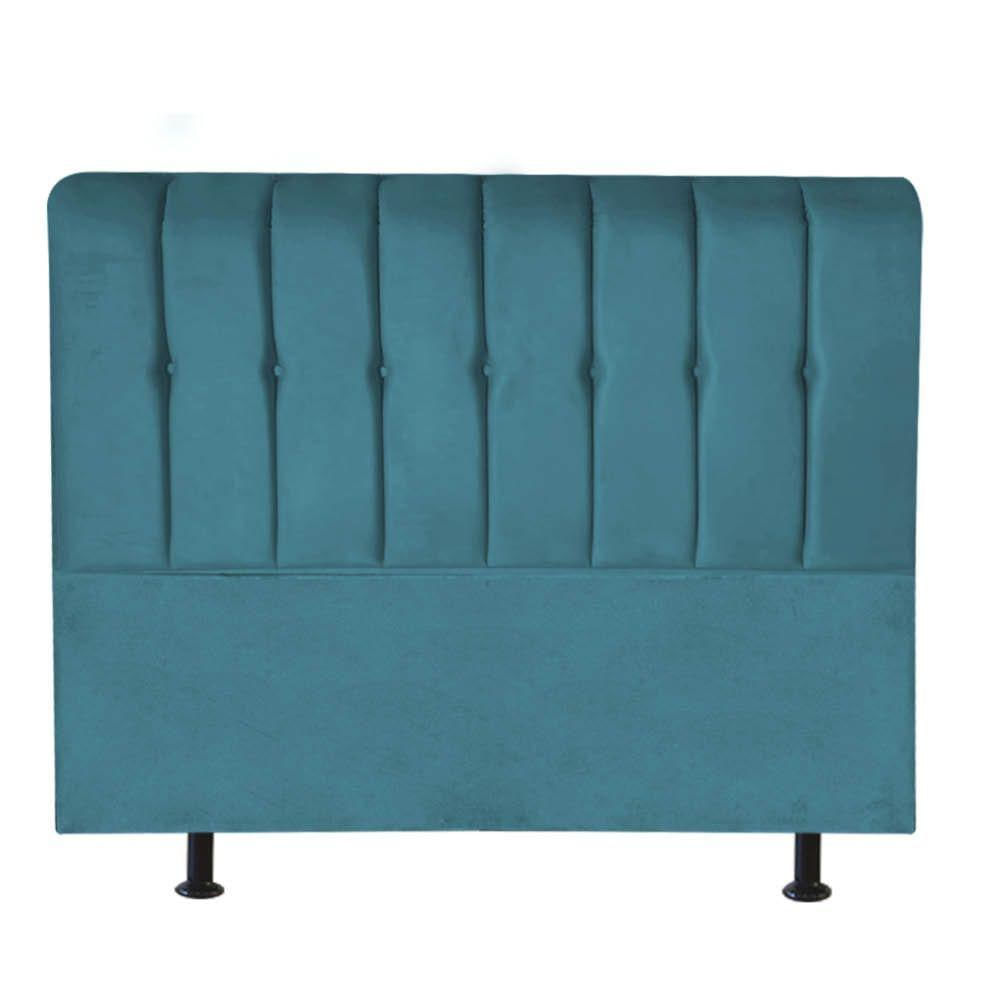 Cabeceira Estofada Kiara 160cm Queen Size Box Quarto Suede Azul Turquesa - Gat Magazine