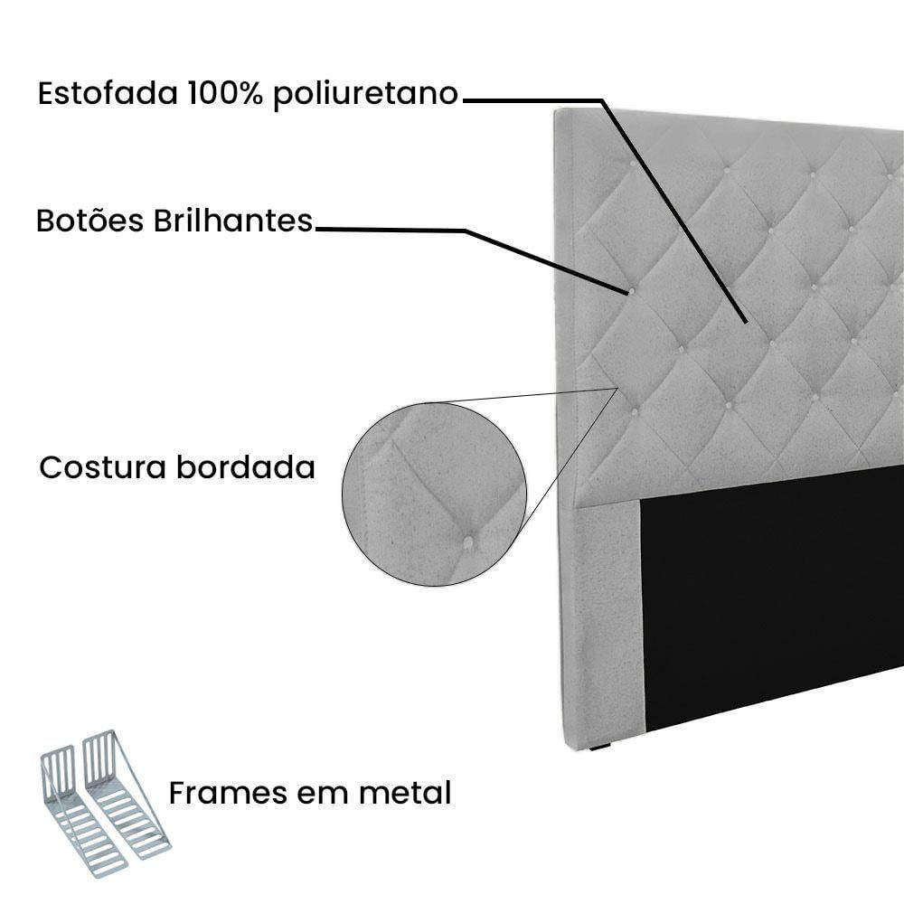 Cabeceira Casal 1,40M Tânia Linho Rústico Cinza Claro
