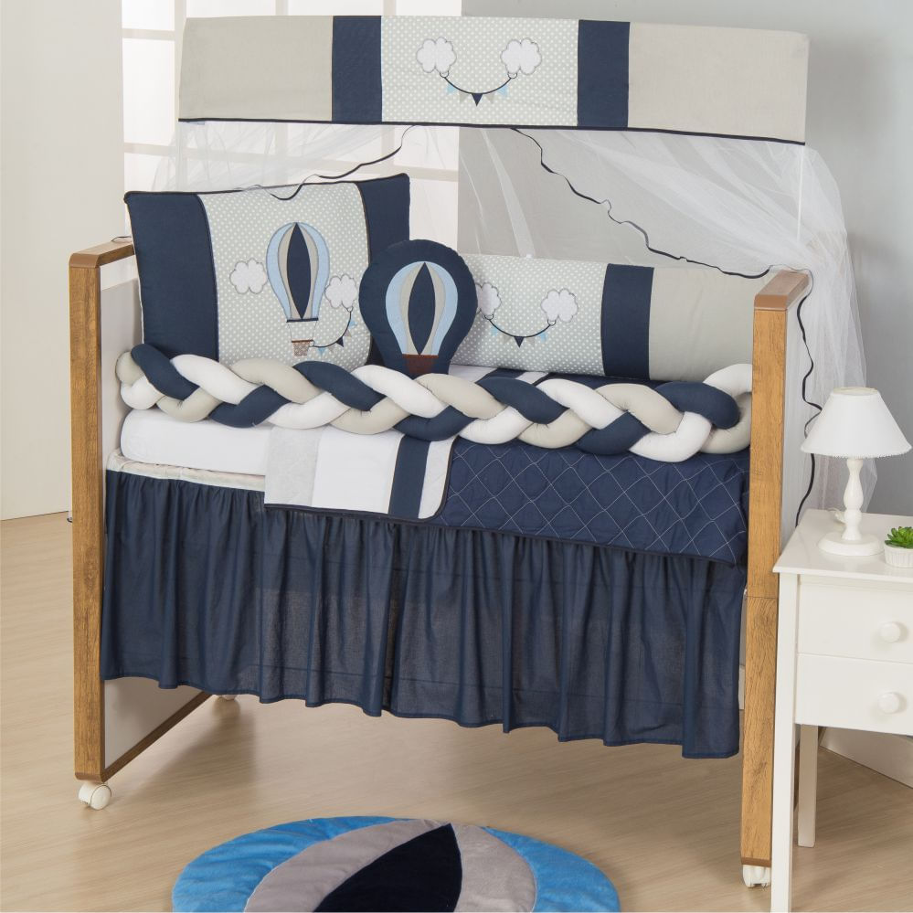 Kit para Berço Bebê Balão 10 Peças - Marinho