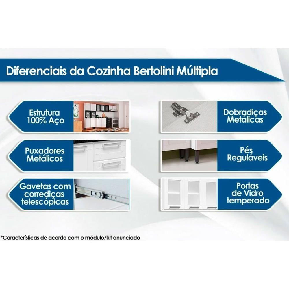 Balcão De Cozinha C- Pia Múltipla C- 3 Portas E 1 Gaveta Branco-preto - Bertolini