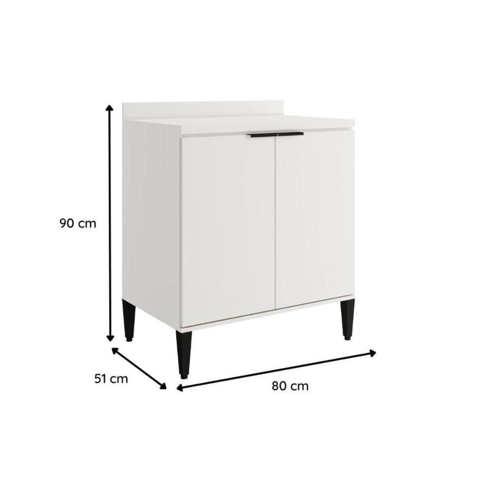 Balcão De Cozinha Alpha 2507 2 Portas C- Tampo 80cm Branco - Carraro