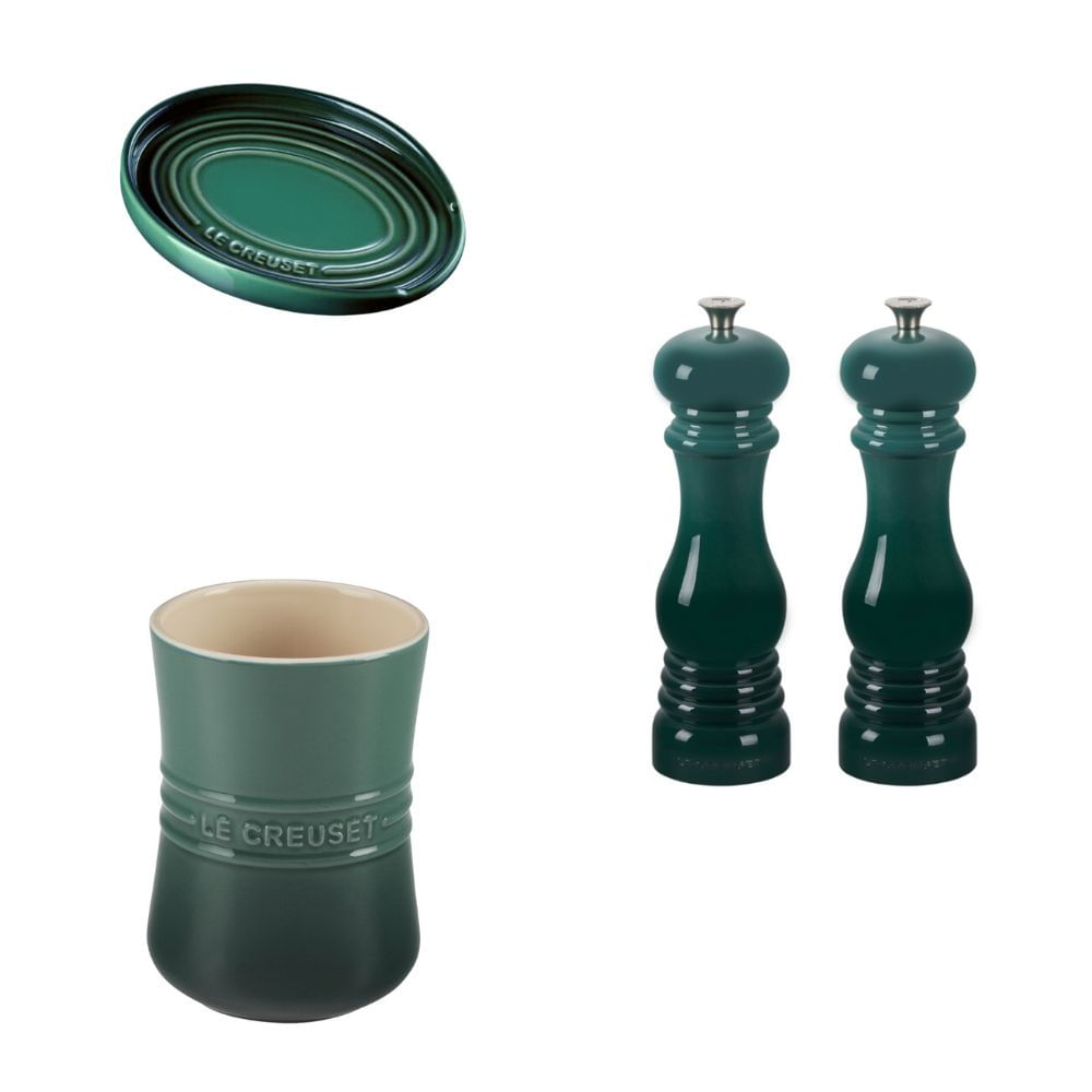 KIT LE CREUSET 4 PEÇAS PARA COZINHA EM CERÂMICA E PLÁSTICO ABS VERDE ARTICHAUT