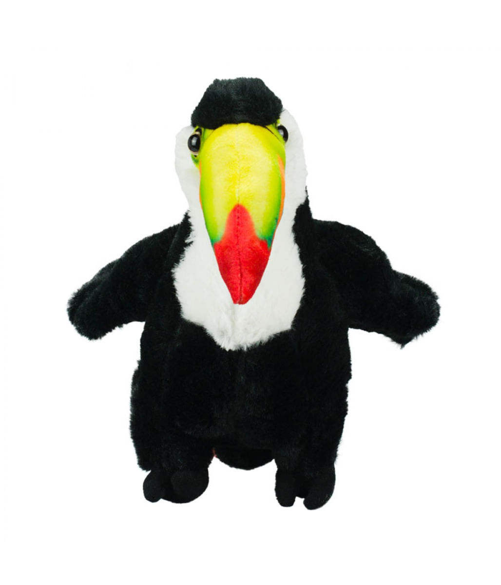 Tucano Preto Bico Colorido Realista 25cm - Pelúcia - Tudo em Caixa