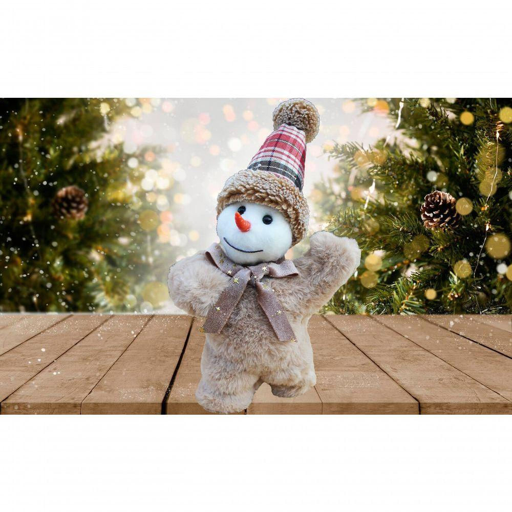 Enfeite Boneco De Neve Gorro Chapéu Decoração De Natal 28cm