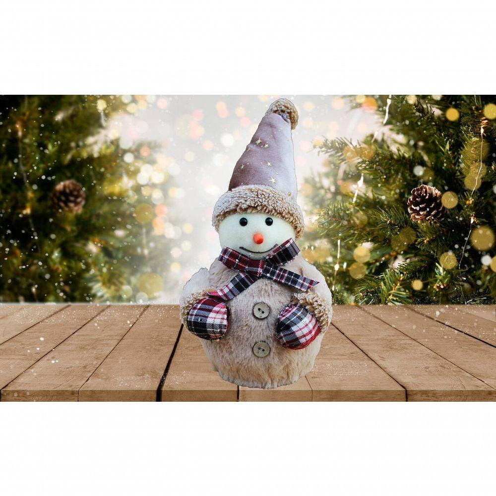 Enfeite Boneco De Neve Gorro Chapéu Decoração De Natal 31cm