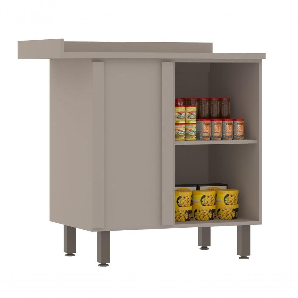 Balcão De Cozinha Com Tampo Canto Reto 95 Cm 1 Porta Aspen Luciane Móveis beige