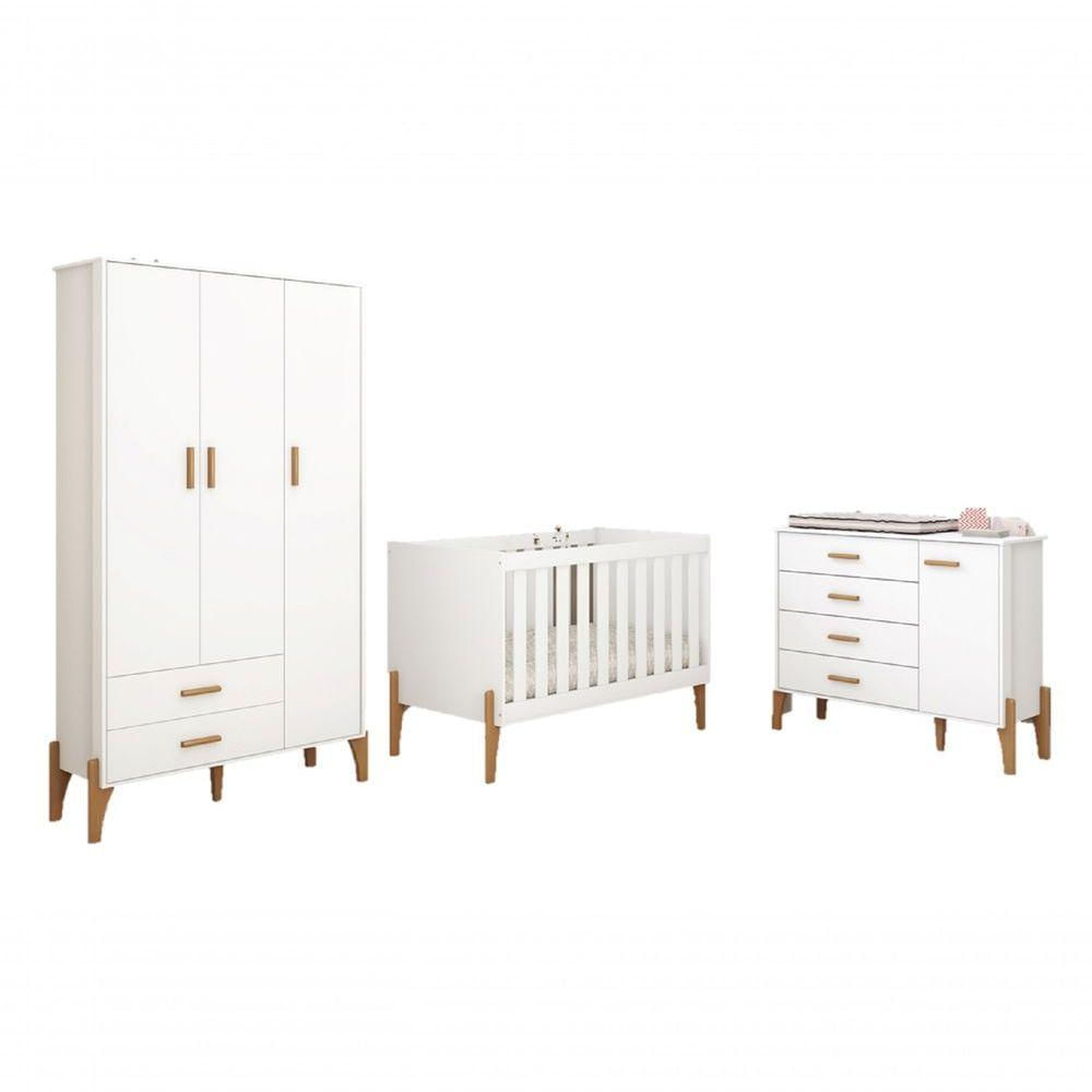 Quarto Bebê Infantil Completo Iris 100% MDF Moveis Estrela Branco