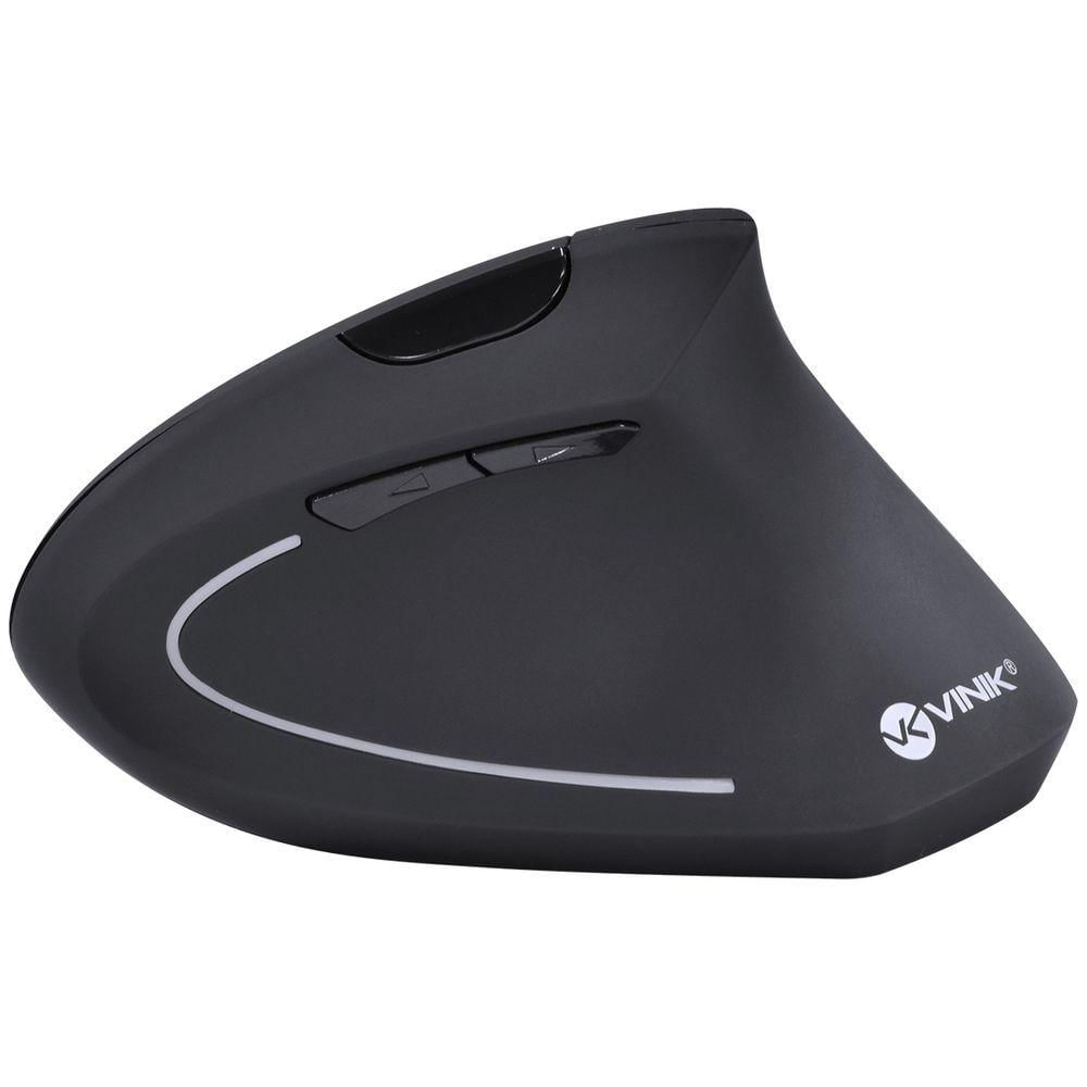 Mouse Sem Fio Recarregavel 2.4 Ghz ical Ergonomico Ortopedico Power Fit 1600 Dpi Preto Usb - Pm300