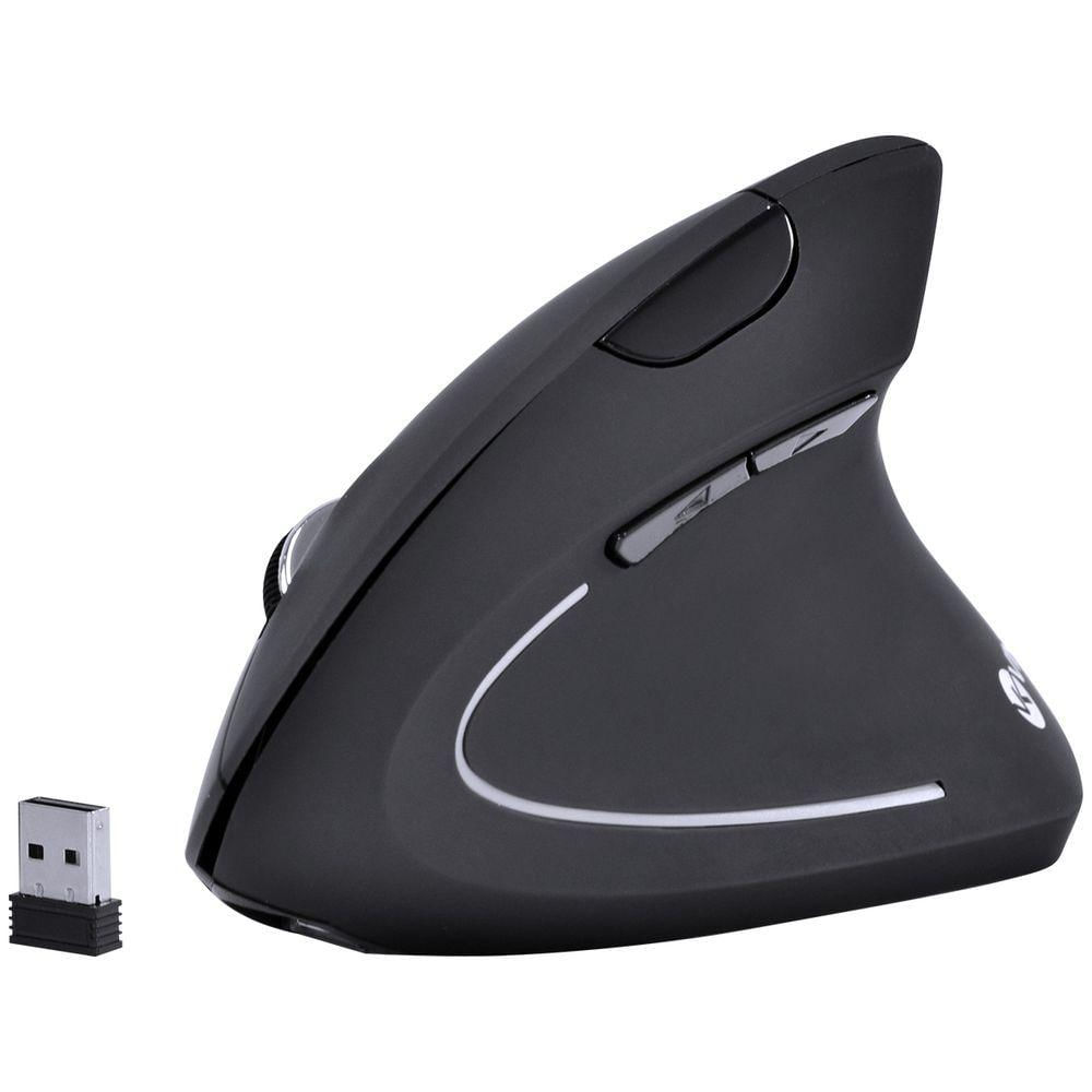 Mouse Sem Fio Recarregavel 2.4 Ghz ical Ergonomico Ortopedico Power Fit 1600 Dpi Preto Usb - Pm300