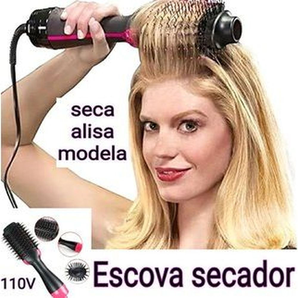 Escova secadora de cabelo, 2 em 1, um passo, secador de cabelo e volumizador negativo, escova de alisamento NV