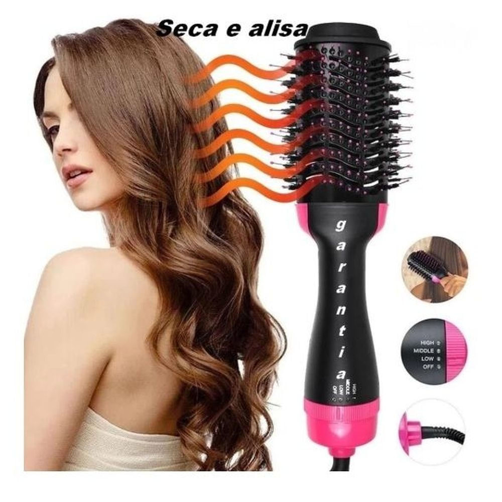 Escova secadora de cabelo, 2 em 1, um passo, secador de cabelo e volumizador negativo, escova de alisamento NV