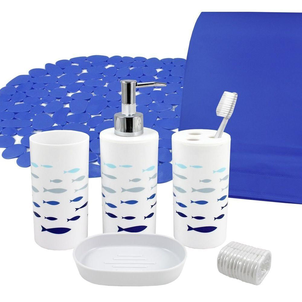 Kit Banheiro Com 7 Peças Jacki Design Azul