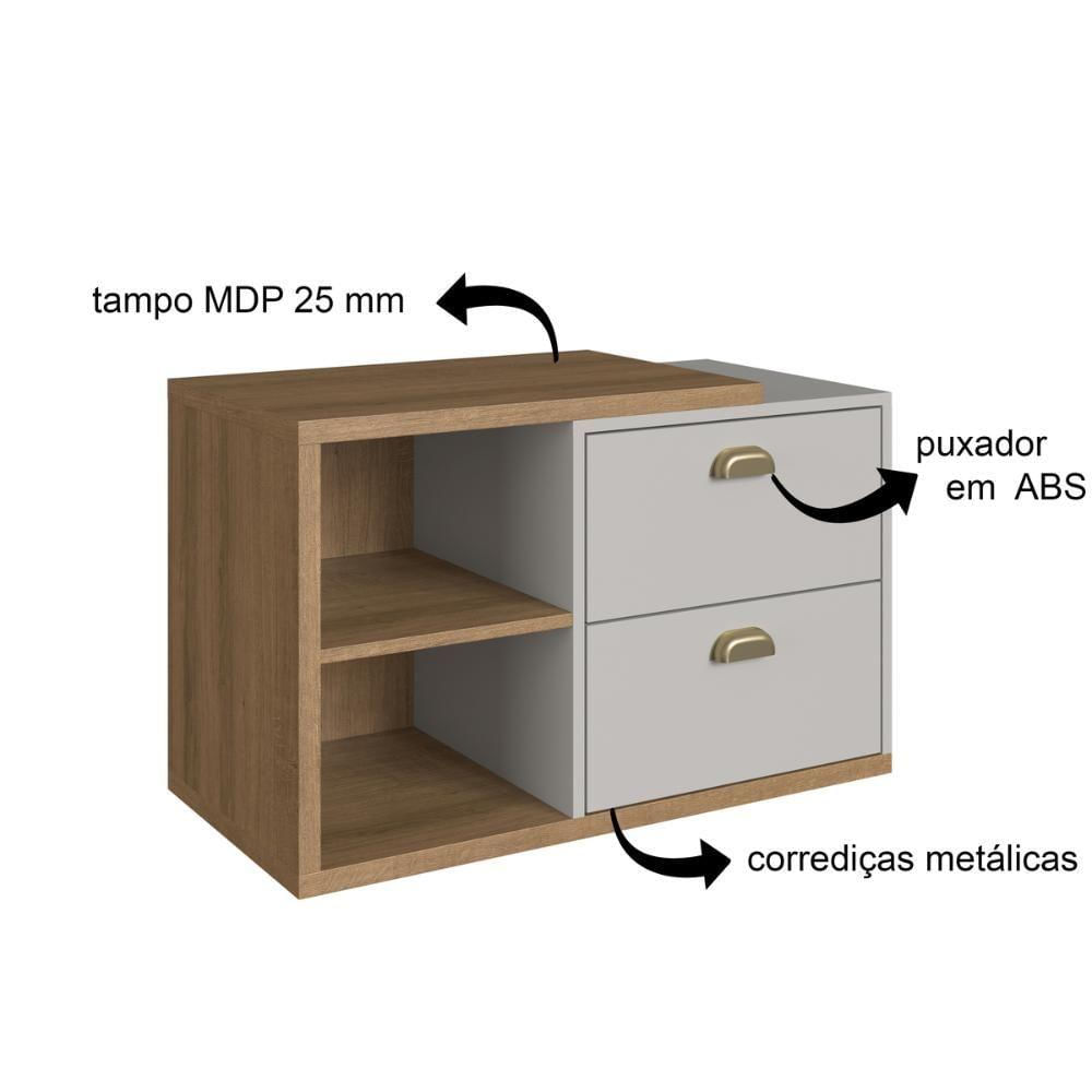 Gabinete De Banheiro Suspenso 80cm Helena Com 02 Gavetas Mel-arenas Sem Cuba